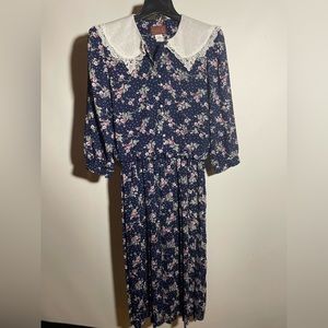 Vintage 80s Cottagecore Prairie Floral Dress